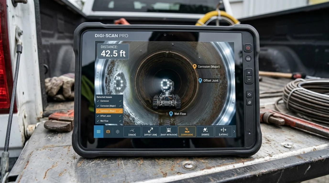 Digital Sewer Camera Video Audit Distance Tracking Screen