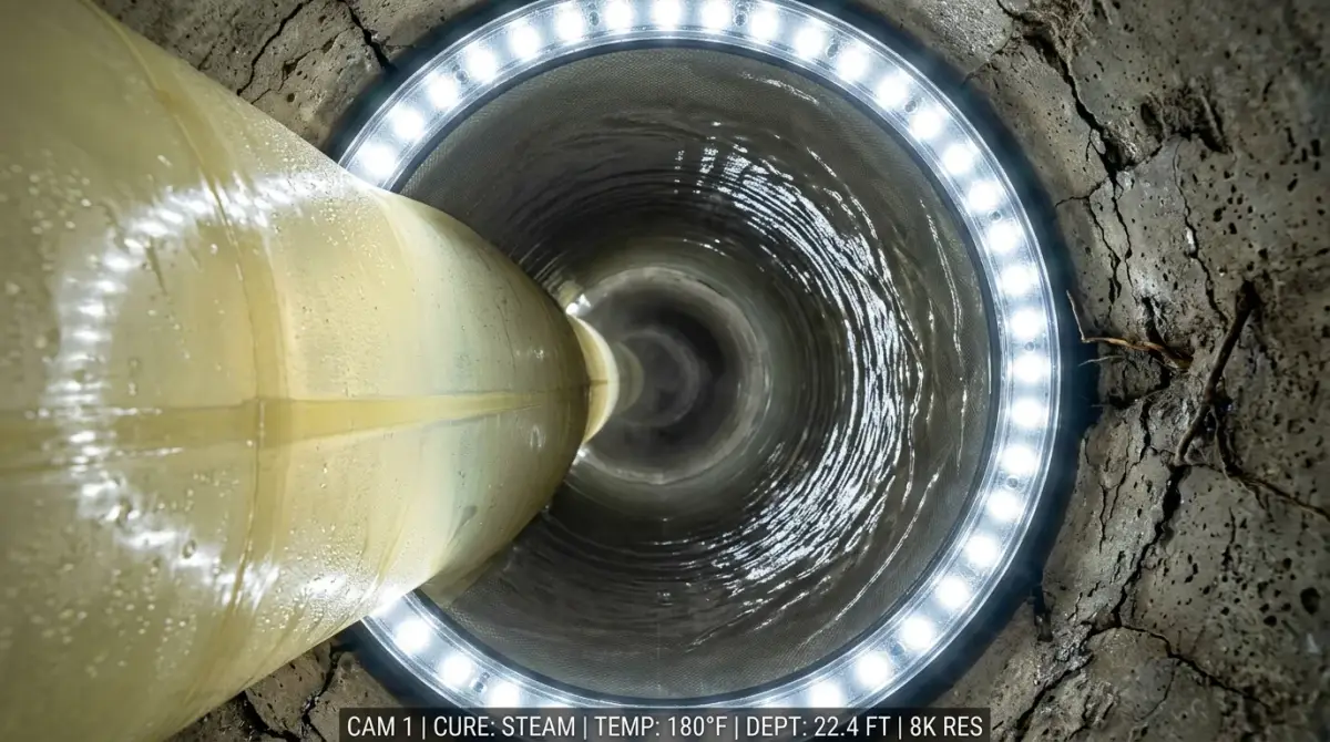 Internal Sewer Camera Feed CIPP Liner Heat Curing