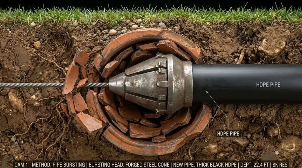 Hydraulic Pipe Bursting Head Pulling Seamless HDPE Replacement Pipe